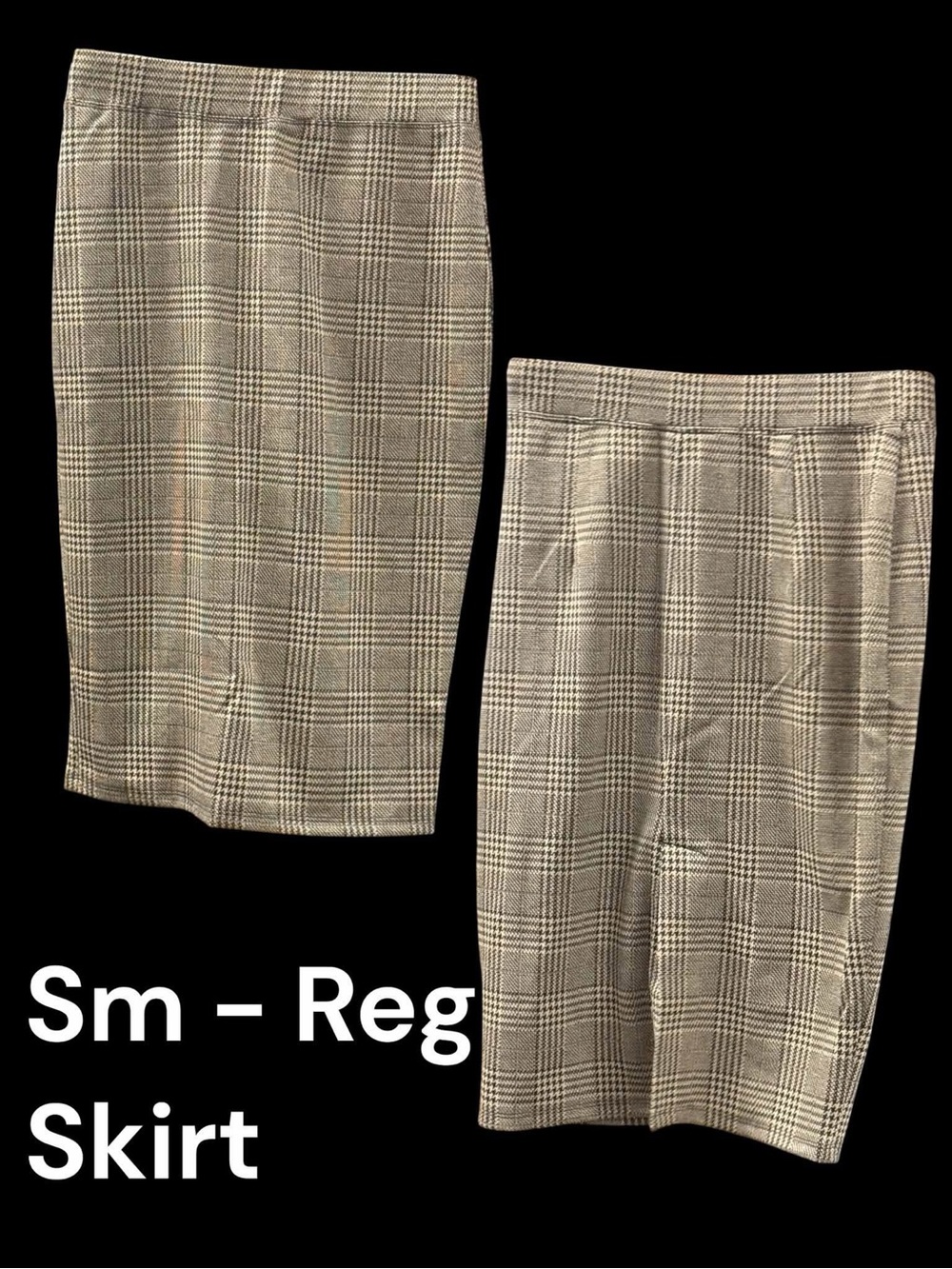 HALARA Plaid Pencil Skirt in Beige and Black NWOT